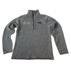 Patagonia Women Large 1/4 Zip Pullover Sweater Top  Gray Active Wear W Writing